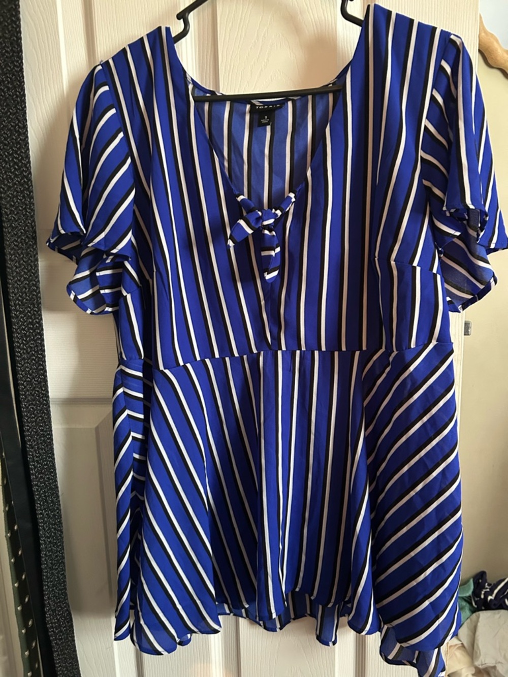torrid Blue White and Black Striped Tie-Front Tunic NWOT
